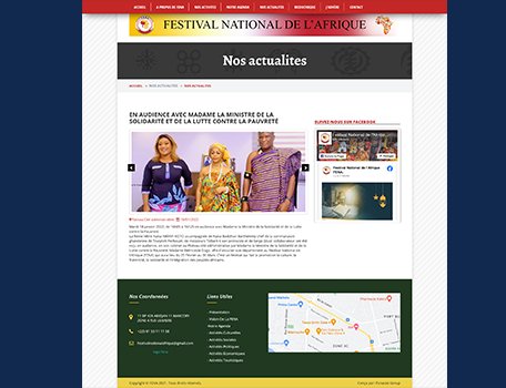 Conception du site web du Festival National d'Afrique